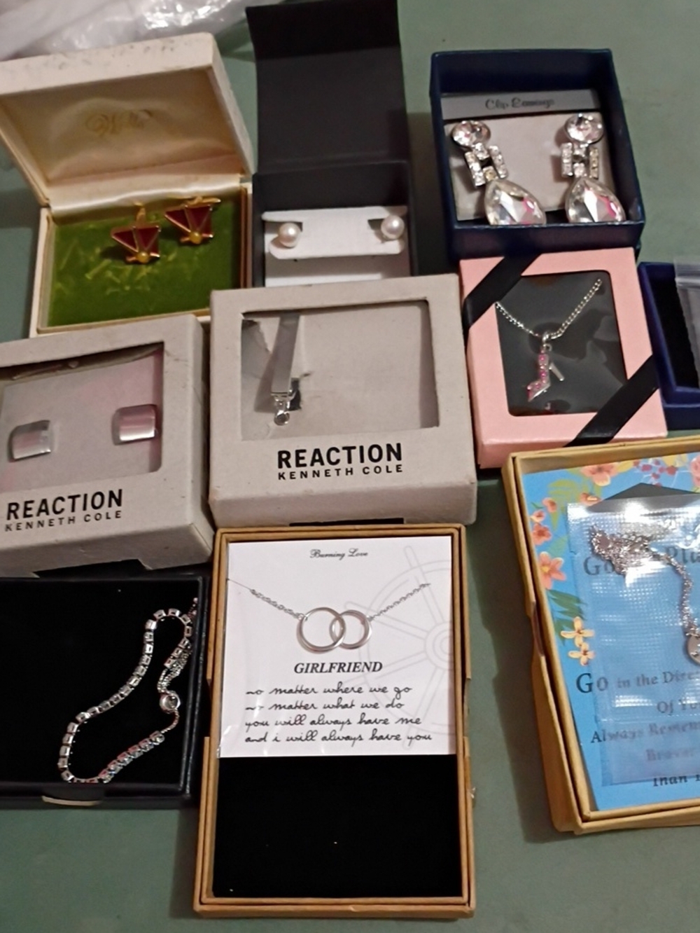 10 PC Lot Box Jewelry + Kenneth Cole Genuine Pearls Earrings Bracelet Necklace